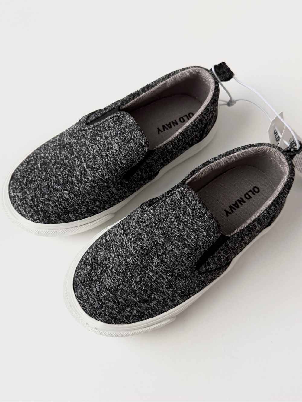 Old Navy Kids' Black & White Heather Slip-On Shoes - Size 7